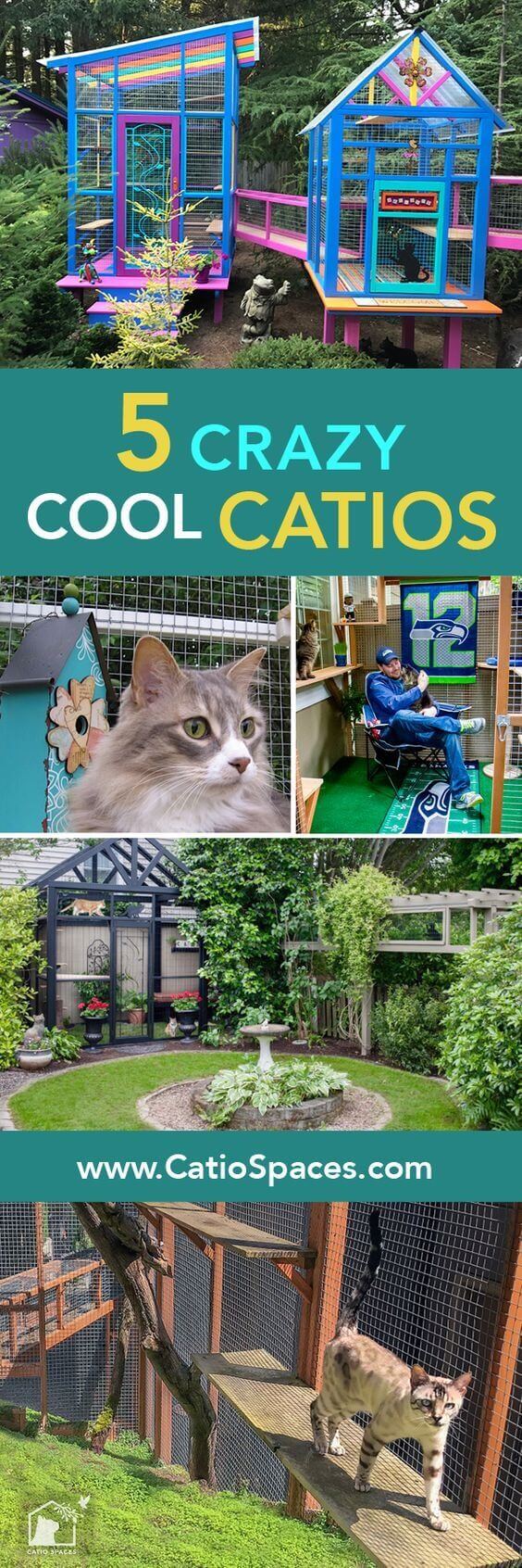 5 crazy cool catios you have to see! #catiolife #catpatio #catio #diycatpatio