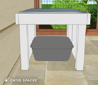 Catiospaces Cat Enclosures Diy Litter Box Bench Plan Side View Opened Catiospaces Cat Enclosures Diy Litter Box Bench Plan Side View Opened