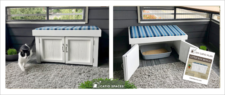 Catio with outlet litter box